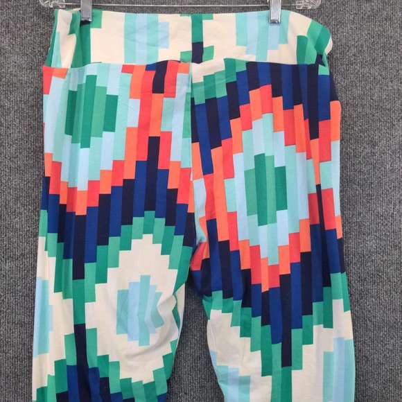 Lularoe TC2 Leggings Womens Blue Green Geometric Pattern Polyester - Picture 8 of 11